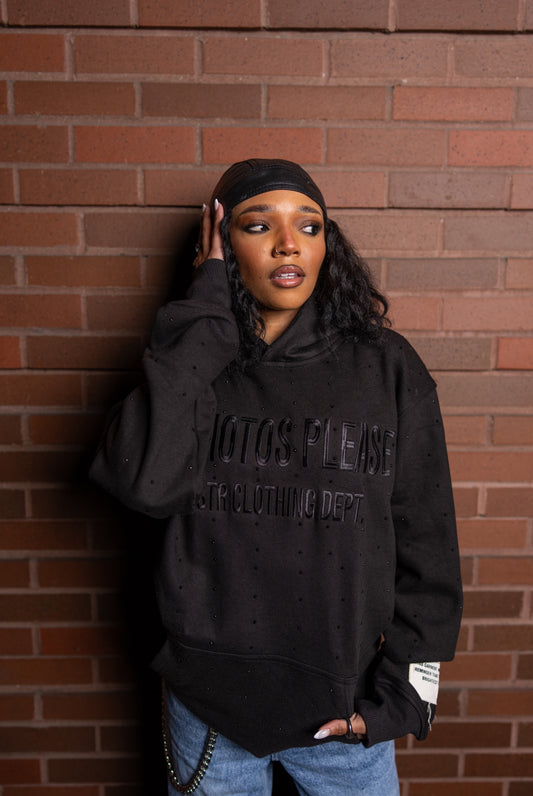 NO PHOTOS PLEASE Rhinestone Hoodie